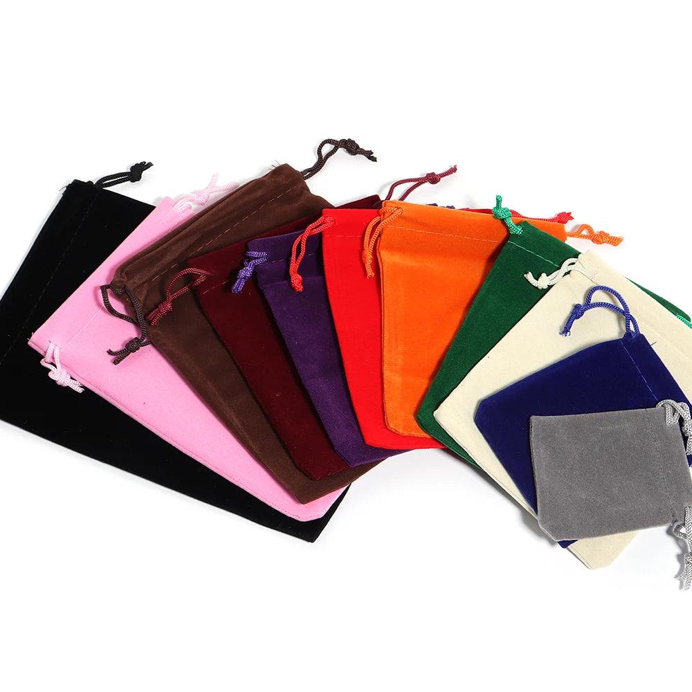 5-10pcs/lot Color Velvet Drawstring Bag Multi-size Packing Sachet for