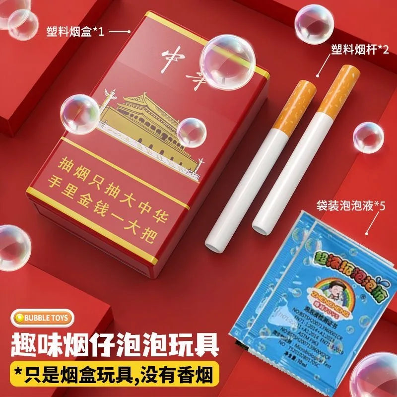 Funny Creative Cigarette Toy Case with Bubble Liquid Metal Smoking