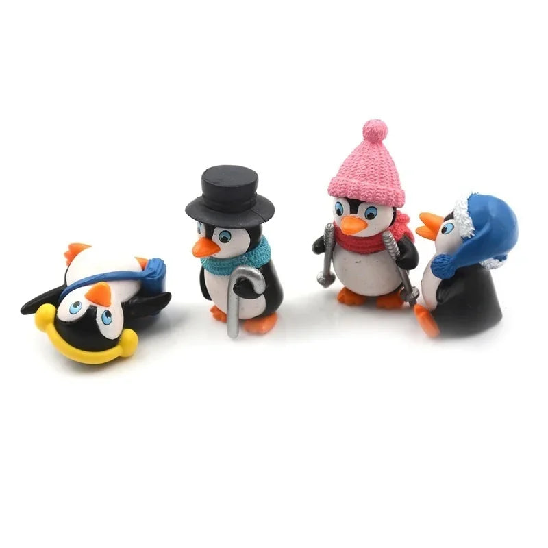 4pcs/set DIY Crafts Mini Winter Penguin Miniature Figurine Christmas