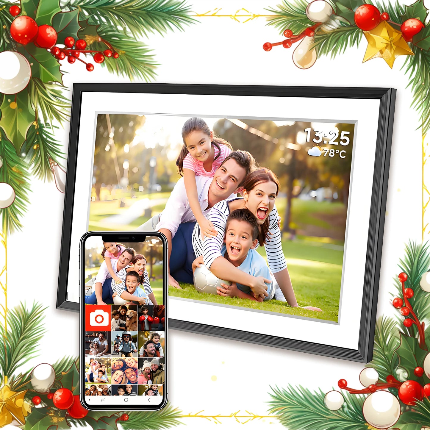 Christmas Gift Frameo 10.1 Inch WiFi Digital Picture Frame，1280 *
