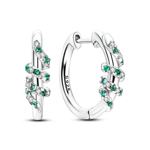 925 Sterling Silver Colored Zirconium Stars Hoop Earrings For Women