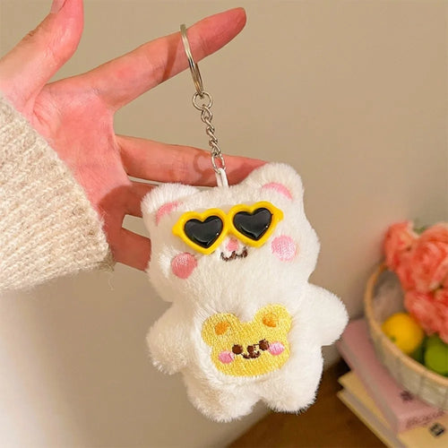 Multicolor Plush Cat Keychain Pendant Car Decoration Cartoon Cat