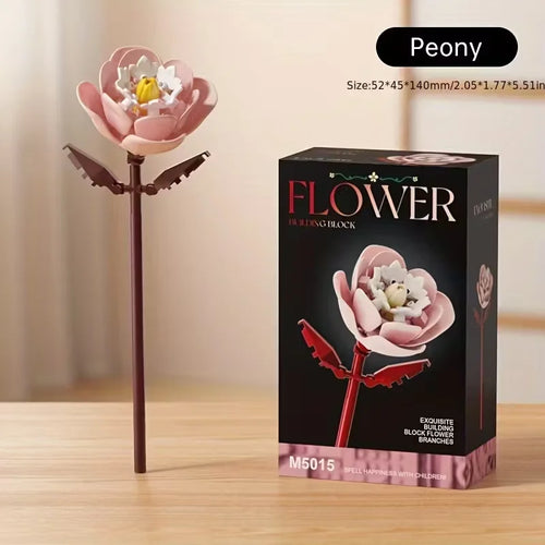 Building block flower set, DIY floral decoration kit, suitable for