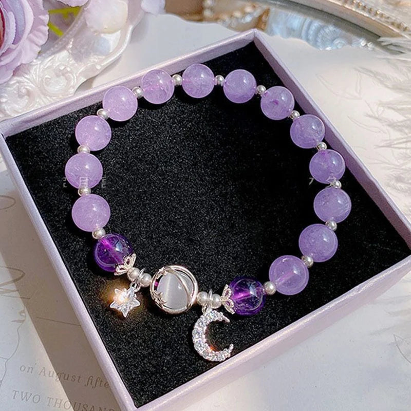 Niche Design Star Chain Tassel Bracelet for Women Fantasy Blue Crystal