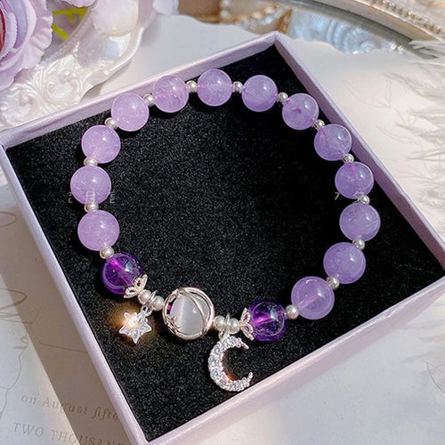 Niche Design Star Chain Tassel Bracelet for Women Fantasy Blue Crystal