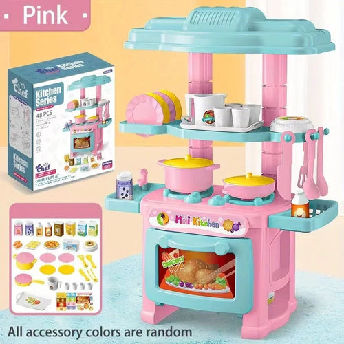 Mini Kitchen Counter Play Set DIY Simulated Cooking Food Tableware