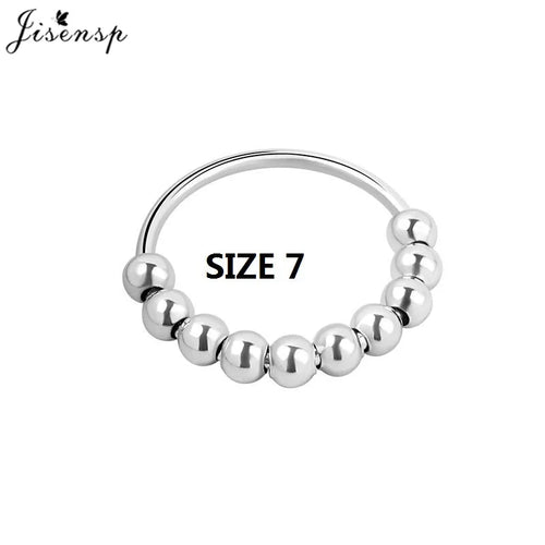 Simple Metal Beads Fidget Rotating Rings for Women Men Rotate Freely
