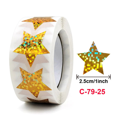 500pcs Colorful Star Adhesive Holographic Star Stickers Scrapbook