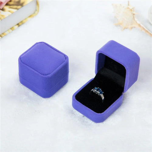 Rounded Flannelette Ring Box Flocking Jewelry Box Ring Stud Badge