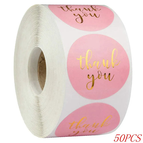 50-500pcs 1inch Blue Thank You Stickers For Envelope Sealing Labels