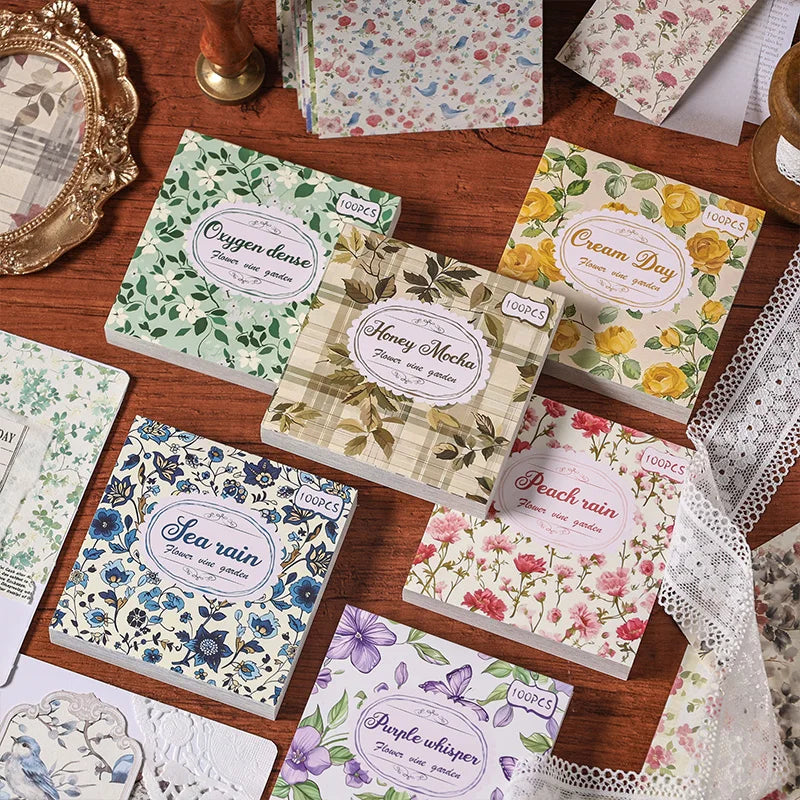 100pcs Vintage Paper Multi Style Deco Retro Stationery Supplies
