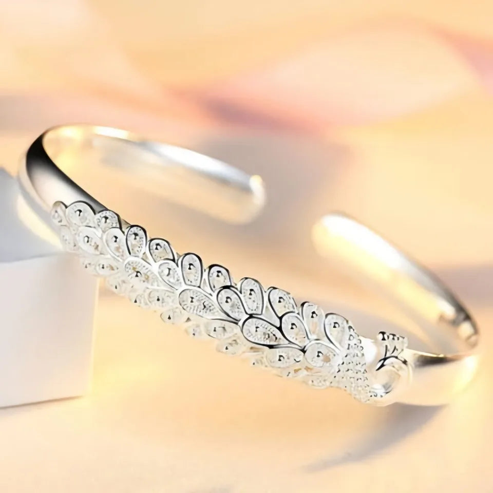New 925 sterling silver elegant Peacock opening screen bracelet