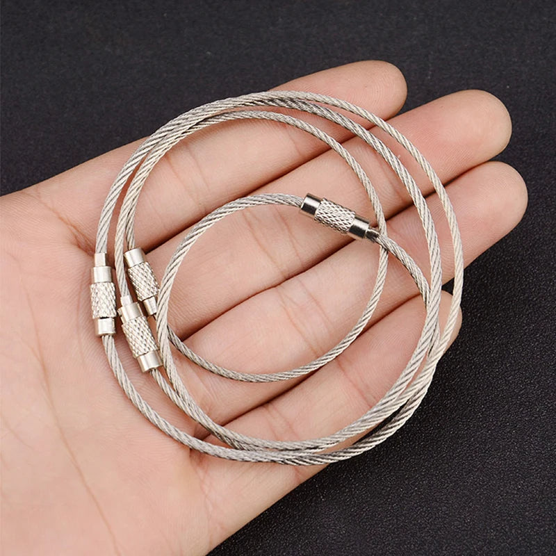 10Pcs Wire Rope Key Chain Stainless Steel Wire Keychain Carabiner