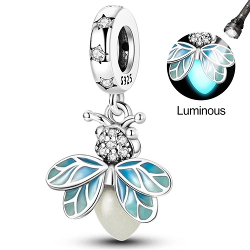 Fit Original 925 Sterling Silver Charms Beads Luminous Firefly Charms