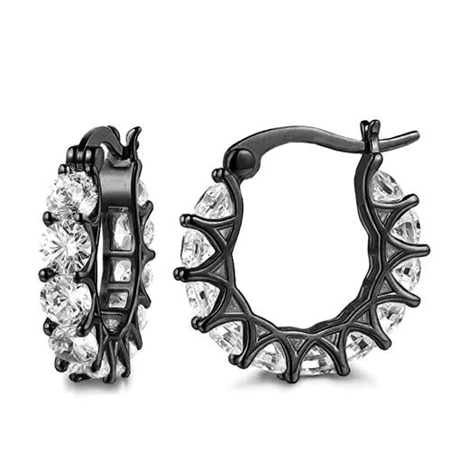 Huitan Full Paved Crystal CZ Hoop Earrings for Women Dazzling