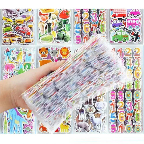 10/20/30/40/50 Sheets 3D Stickers for Kids Puffy Children Stickers