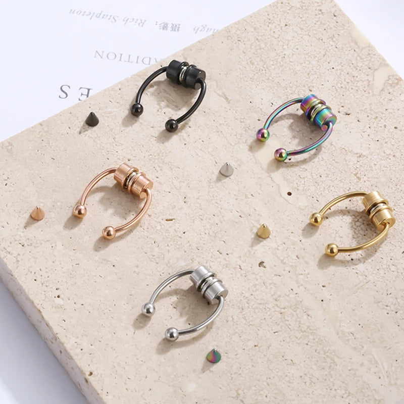 5pcs Stainless Steel Magnet Fake Nose Ring Hoop Fake Piercing Hoop
