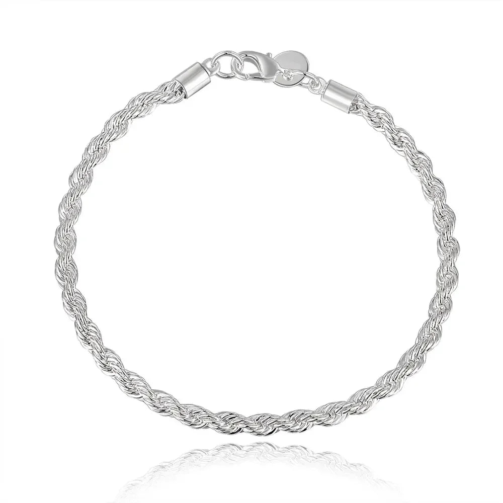 Charm 925 sterling silver Accessories Men 4MM 40-60cm 2PCS Rope Chain