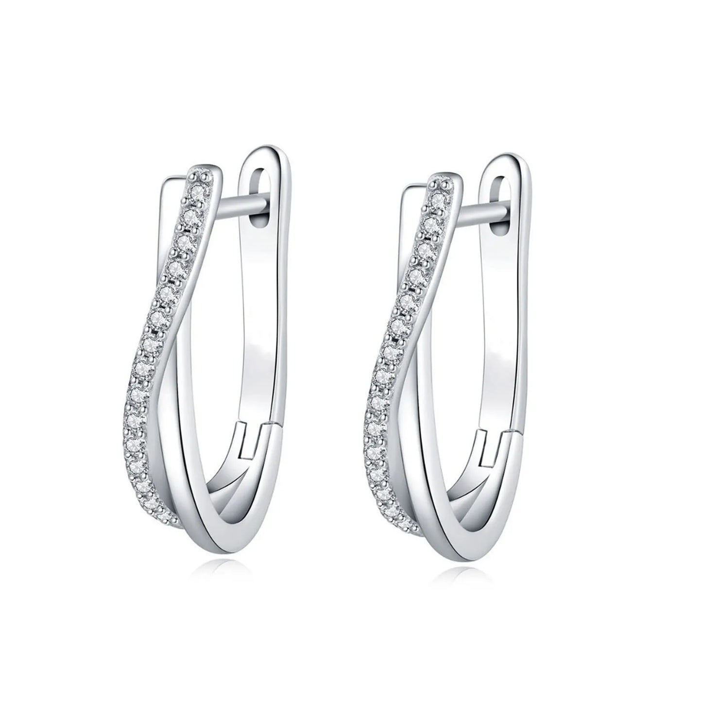 925 Silver Star Twisted Line Earrings Jewelry Versatile Hoop Earrings