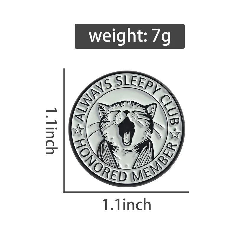 Always Sleeping Club Enamel Pins Cartoon Cute Cat Yawn