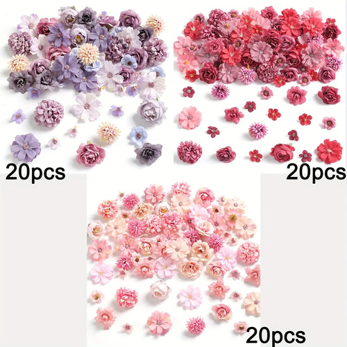 60Pcs Artificial Flowers Head Silk Rose Fake Flowers Home Decor Party