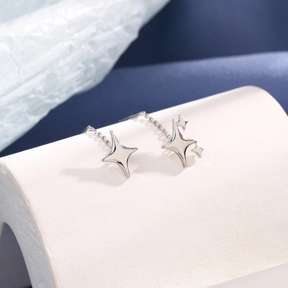 Ventfille 925 Sterling Silver Star Earring for Women Girl Simple