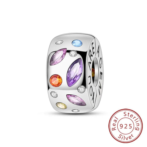 Fit Original Charms Beads 925 Sterling Silver Clip Charms Zircon