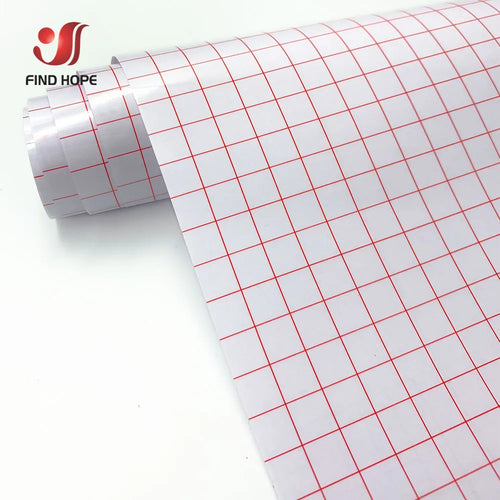 Adhesive Vinyl Transfer Paper Tape Roll Transparent w/Red Alignment