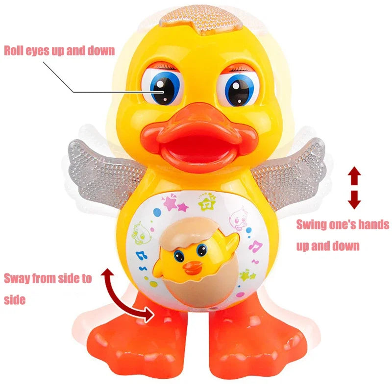 Electronic Toys Dancing Duck Funny Blink Eyes Flashing Light Shake The