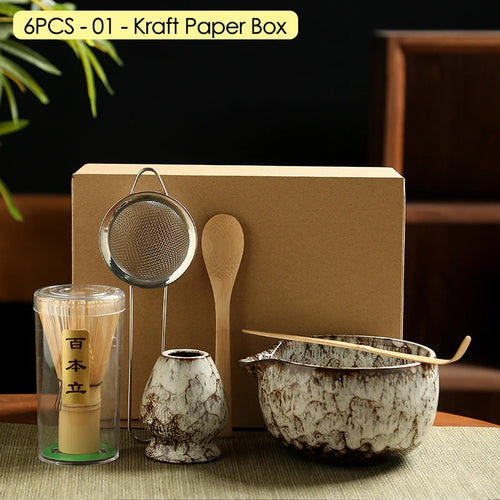 4/6/7PCS Japanese Matcha Blender Set with Bamboo Whisk Matcha Brush