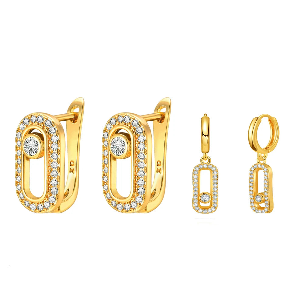 2PCS Women Geometric Small Hoops Earrings Paperclip Shape Metal