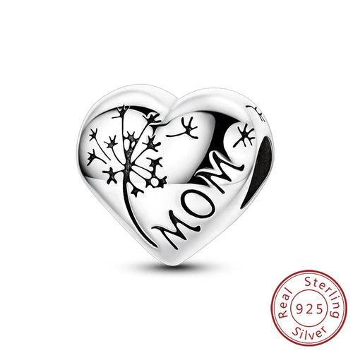 New Love Heart Shaped Charms 925 Sterling Silver Family Love