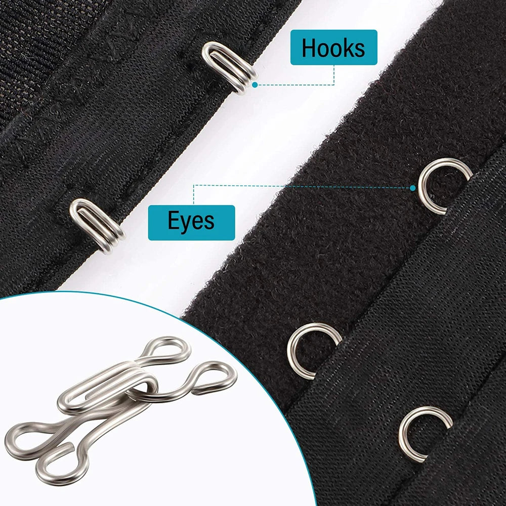 100 Sets Sewing Hook and Eye Latch 11.5-17mm Large Hooks and Eyes
