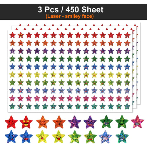 450-3000 Sheet Happy Face Stars Reward Sign Stickers Pack DIY
