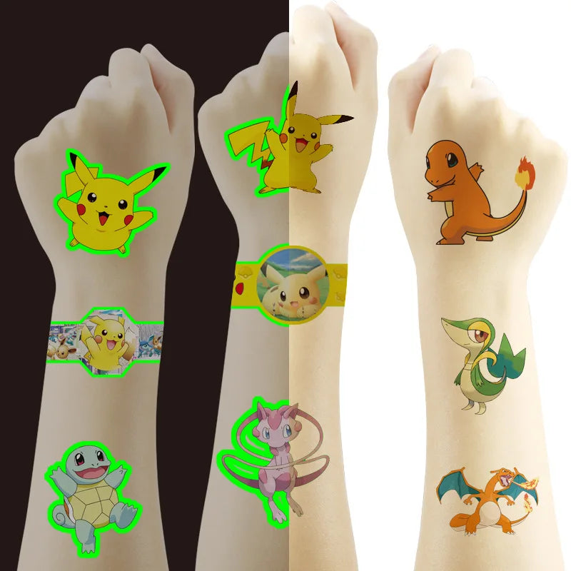 4Sheets Pokemon Luminous Tattoos for Kids Pikachu Temporary Tattoos