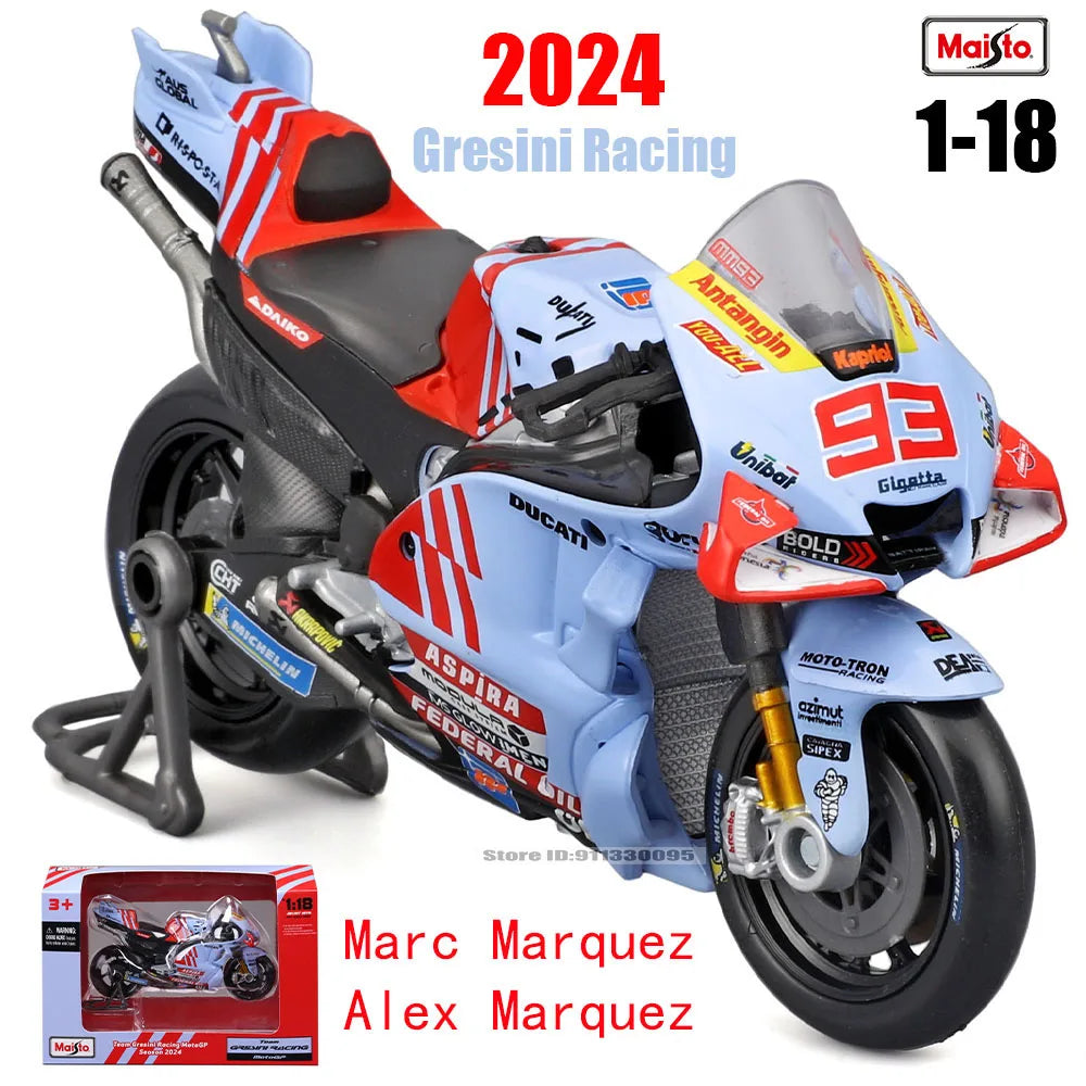 Maisto 1:18 2024 Gresini Racing MotoGP #93 Marc Marquez #73 Alex