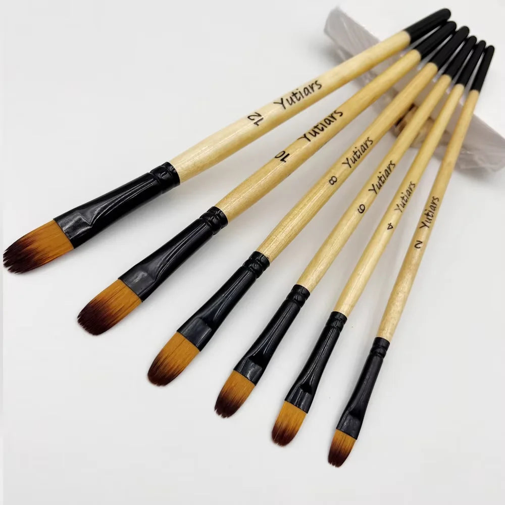 Yutiars Professional Artist Paint Brush Set - 6 PCS, Nylon Bristles