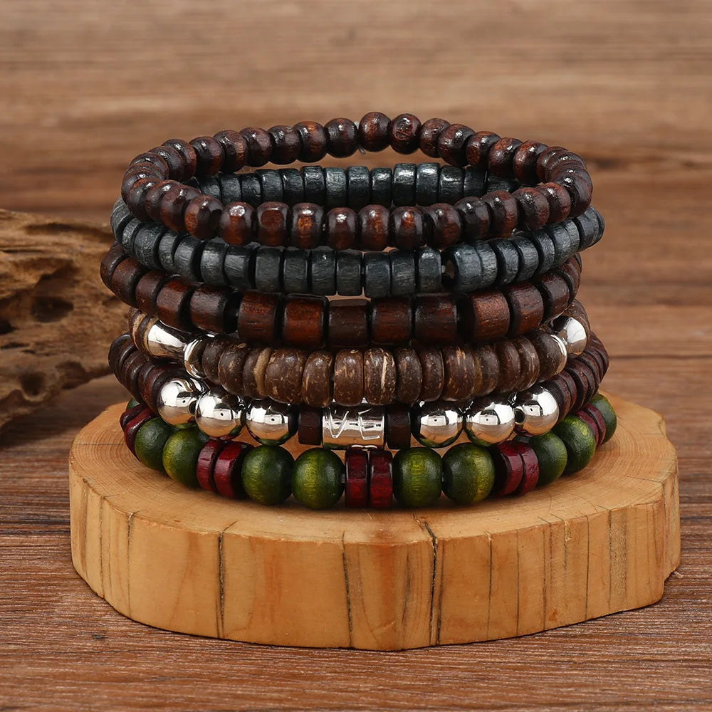 10pcs Vintage Bohemia Men's Bracelets - Fashion Stylish Leaves