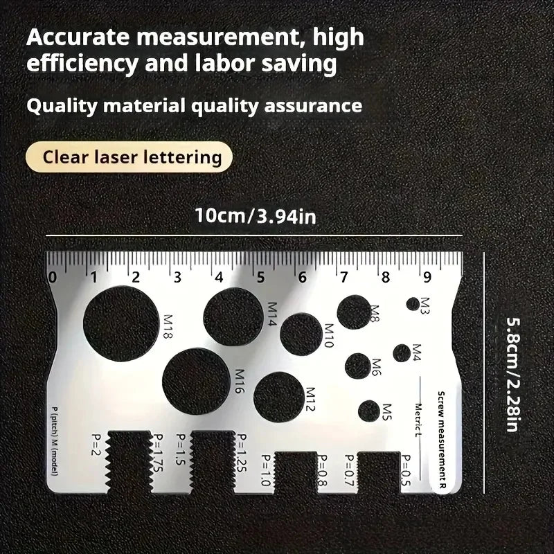 Thread Pitch Gauge Measurement Ruler High Accuracy Stainless steel for