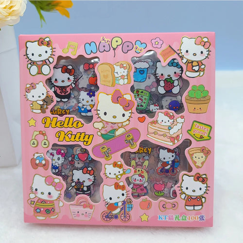 100pcs Cute Sanrio Stickers Kawaii Kids Girls Decals Toys Transparent