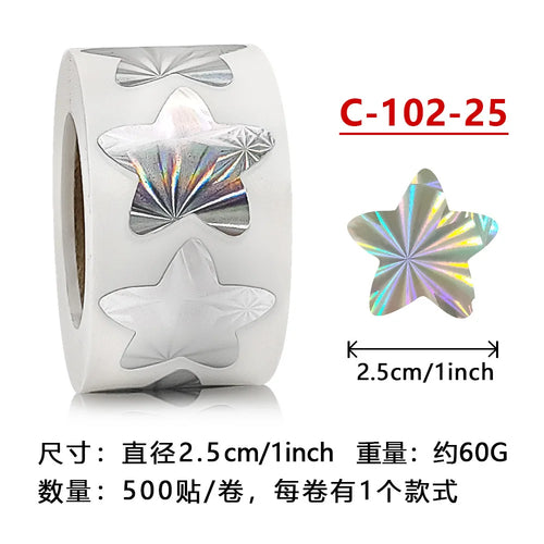 500pcs Colorful Star Adhesive Holographic Star Stickers Scrapbook