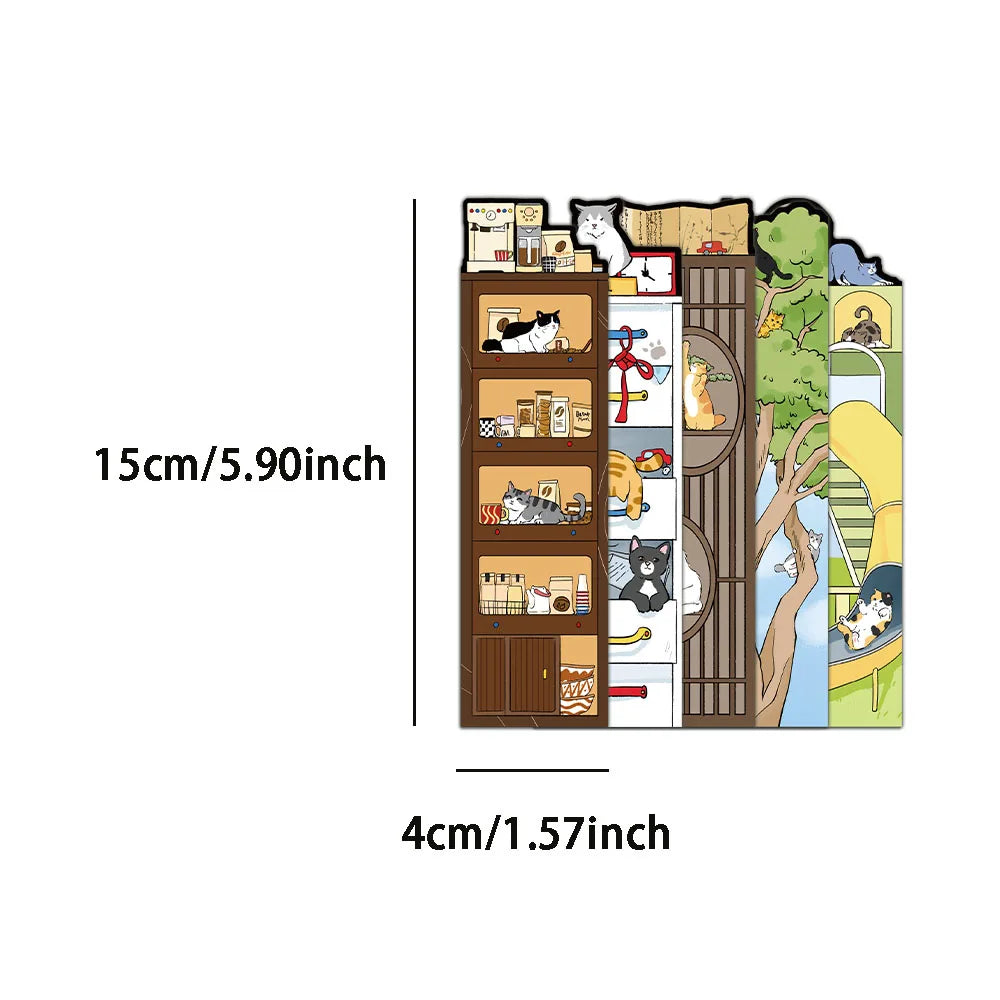 30PCS Cat Scene Bookmark Cartoon Cute Reading Page Book Label