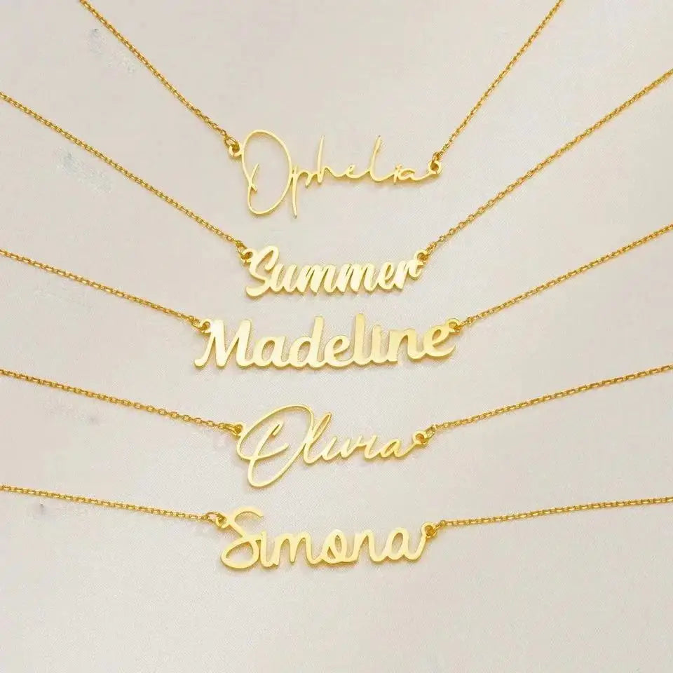 Customized Name Letter Necklace Personalized Stainless Steel Simple