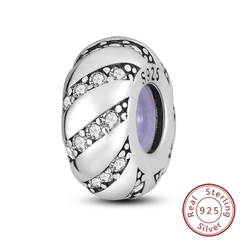 Fit Original Charms Beads 925 Sterling Silver Clip Charms Zircon