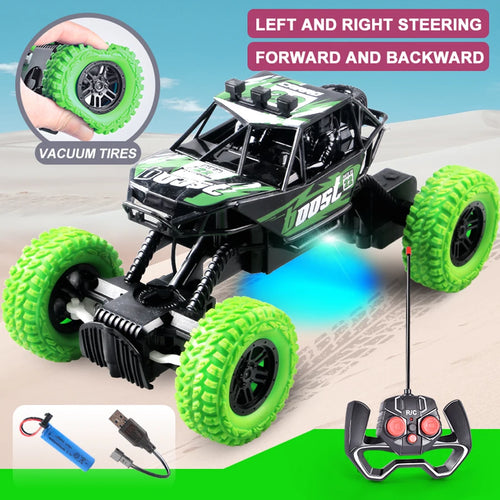 Remote control car with colorful flashing lights, rubber wheels,