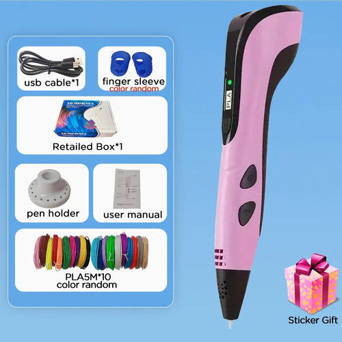 2025 Children 3D Printing Pen with LED Screen 100M PLA Power Adapter
