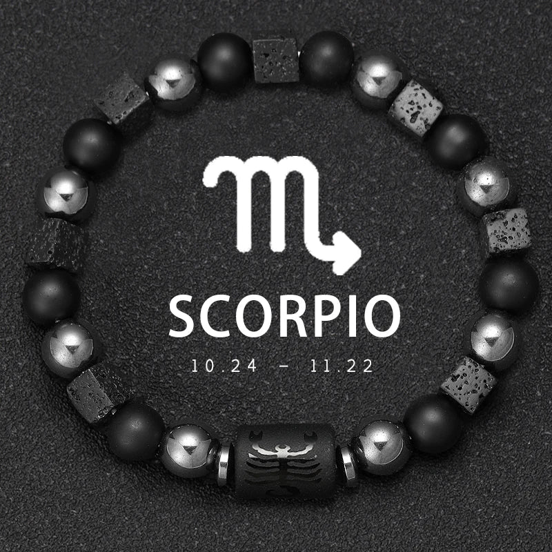 12 Constellation Zodiac Bracele Signs Beads Couples Bracelet Square