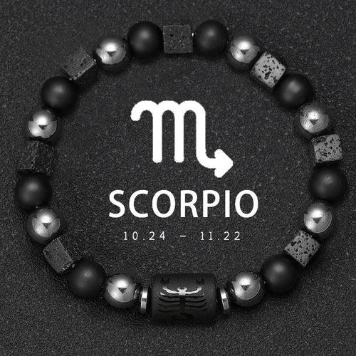 12 Constellation Zodiac Bracele Signs Beads Couples Bracelet Square