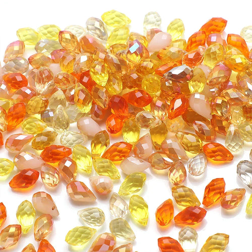 30Pcs/Lot Green Crystal Glass Faceted Teardrop Loose Beads Crafts