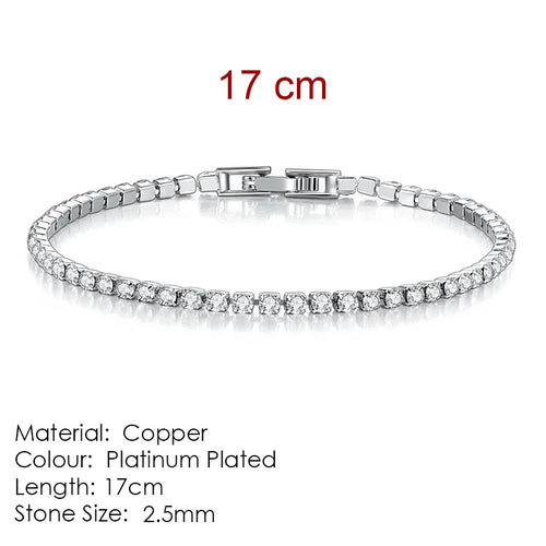 Silver Color 2.5/3/4/5mm Zircon Tennis Bracelet For Women Men Dazzling